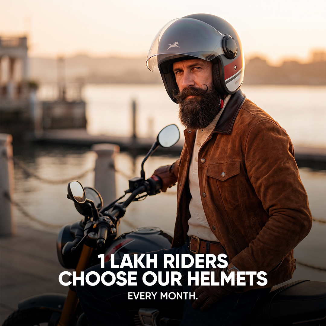 TVS Silk Route Helmet for Men & Women | Vintage Open Face Helmet with Clear Visor | ISI & DOT Certified | ABS Shell | EPS Liner | Retro Stylish Helmet for City & Highway Riding